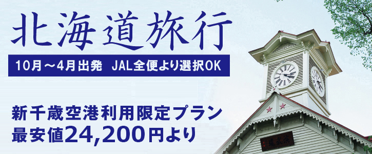 東京発■JAL新千歳空港限定格安プラン！10-4月出発■　最安値24,200円～